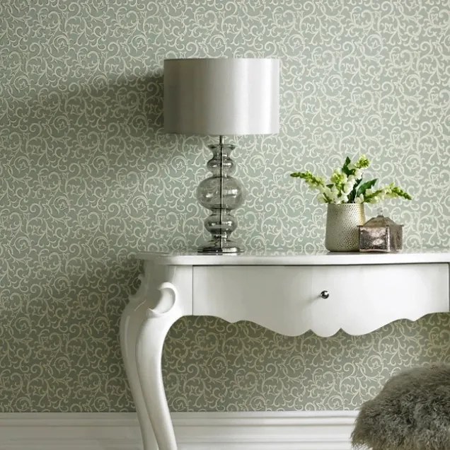 Tapet Brodsworth, Seafoam Green Luxury Patterned, 1838 Wallcoverings, 5.3mp / rola