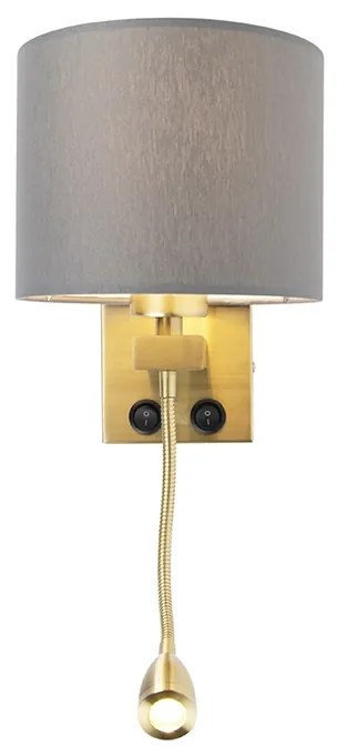 Lampă de perete Art Deco aurie cu abajur gri - Brescia
