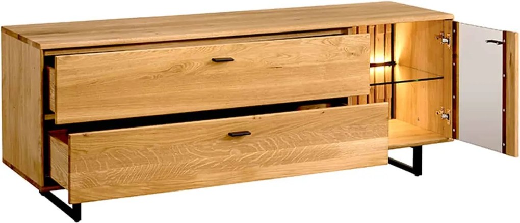 Comodă TV stejar masiv Urban, 164 × 49 × 62,5 cm