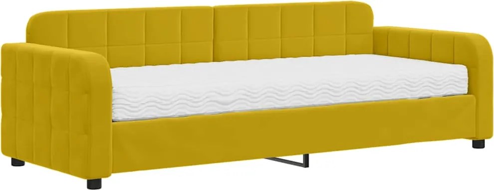 vidaXL Pat de zi cu saltea, galben, 80x200 cm, catifea