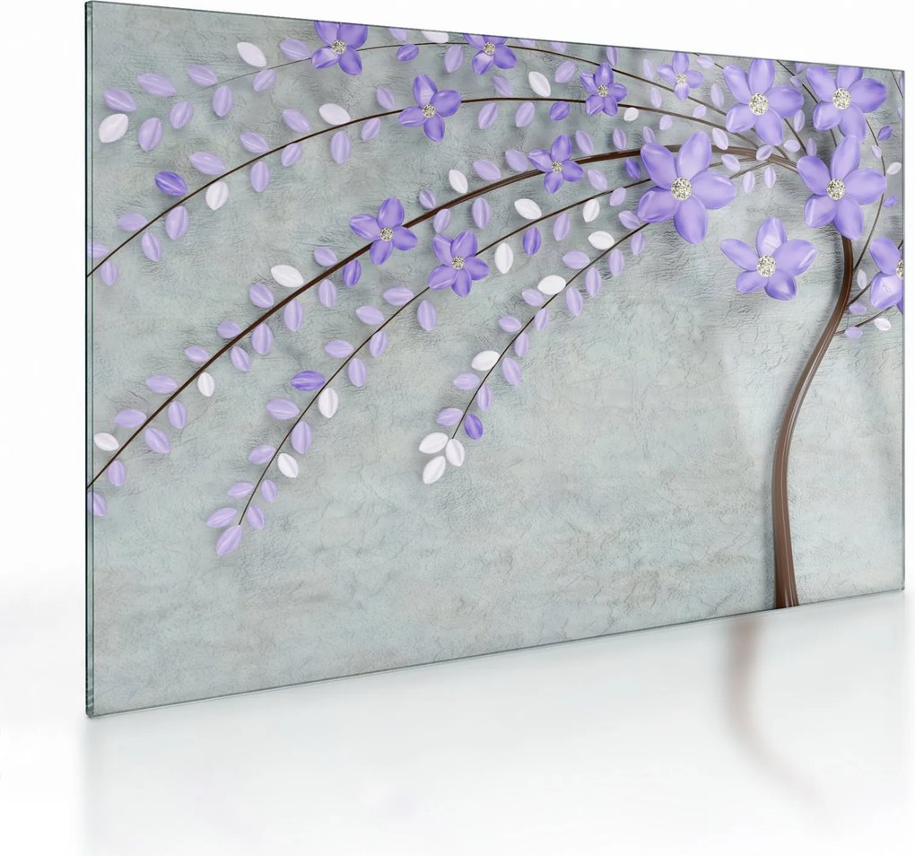 Tablou pe sticlă - ploaie violetă (70x50 cm)