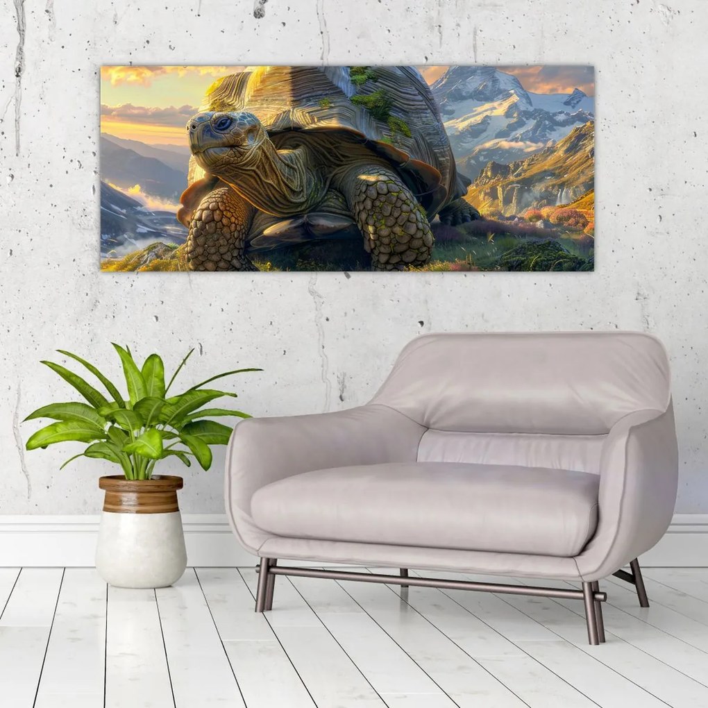 Tablou - Țestoasă și peisaj montan (120x50 cm)