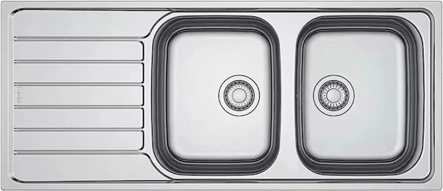 Chiuveta bucatarie inox Franke Spark 116x50 cm cu 2 cuve si picurator stanga finisaj lucios