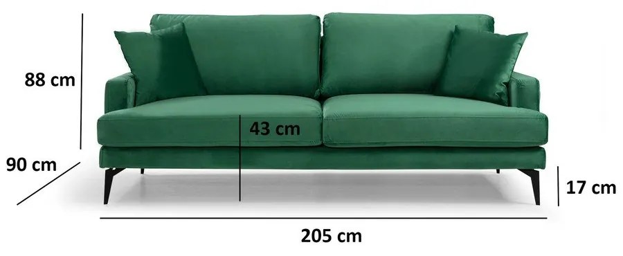 Canapea verde 205 cm Papira – Balcab Home