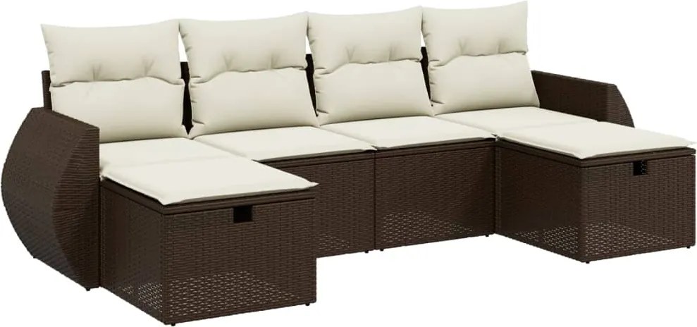 vidaXL Set canapele de grădină cu perne, 6 piese, maro, poliratan