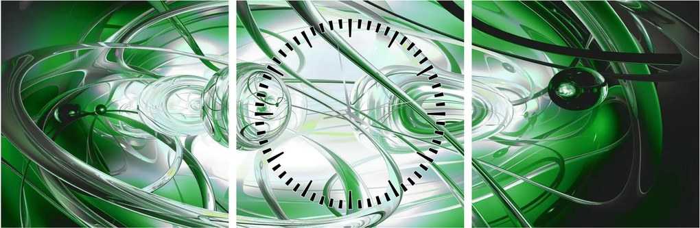 Tabloul abstract verde (cu ceas) (90x30 cm)