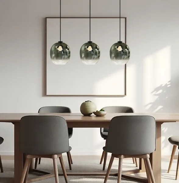 Lustră suspendată pe cablu MIRROR 3xE27/14W/230V negru fumuriu