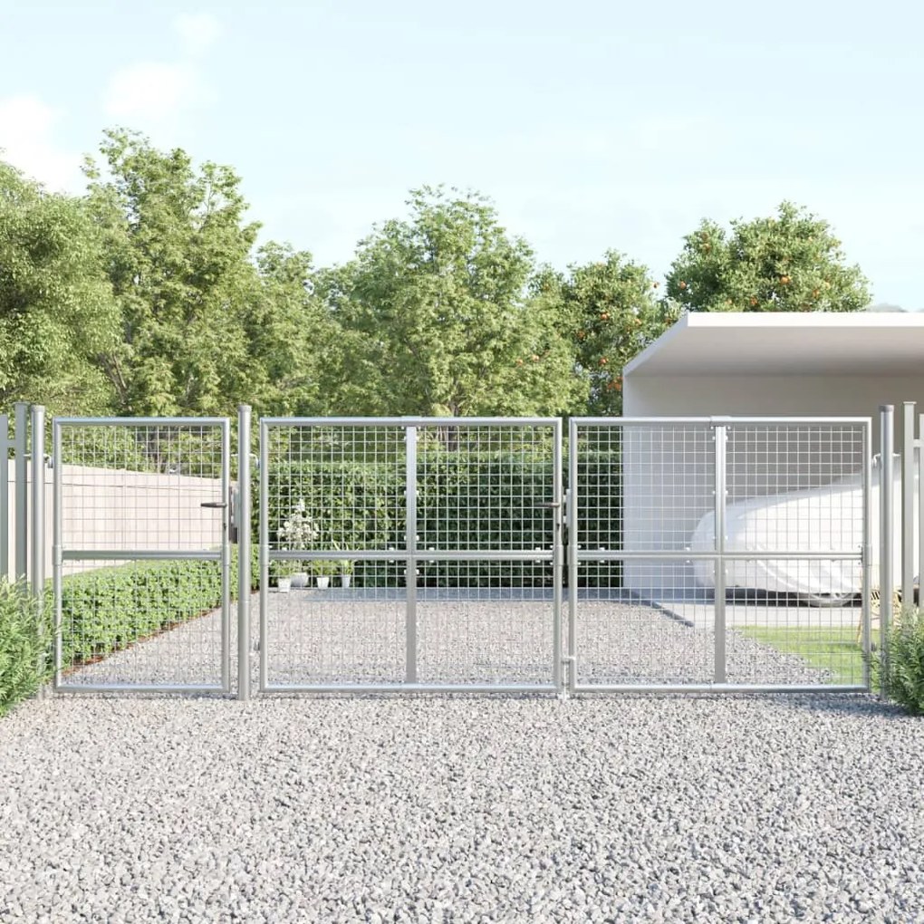 vidaXL Poartă de grădină din plasă argintie 400x175 cm oțel galvanizat