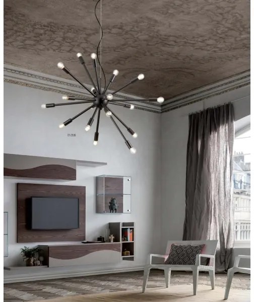 Lustră pe cablu Redo 01-2936 STELLAR 18xE14/25W/230V negru