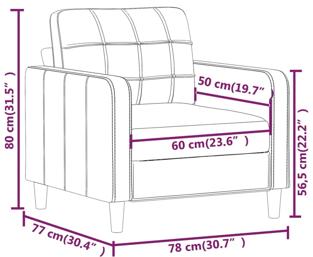 Canapea de o persoana, crem, 60 cm, material textil Crem, 78 x 77 x 80 cm