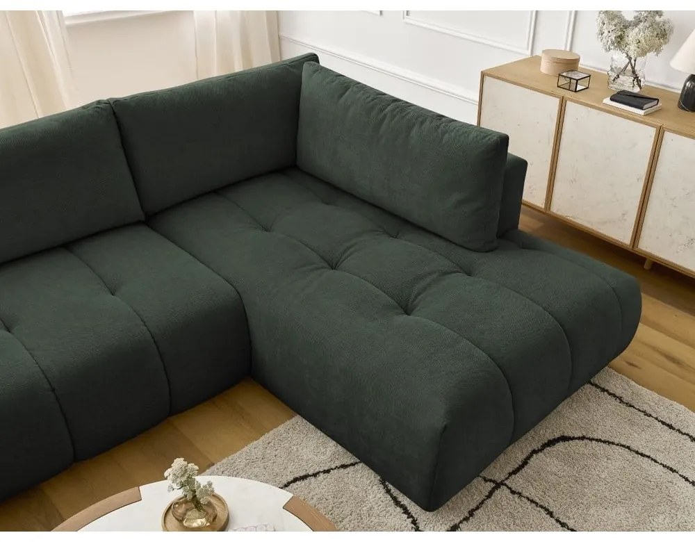 Colțar verde extensibil/cu spațiu de depozitare (cu colț pe partea dreaptă/în formă de "U") Fuji – Bobochic Paris