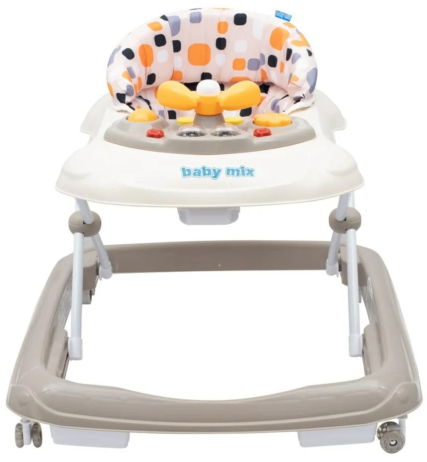 Baby Mix Walker pentru copii cu volan și roți dinsilicon, bej, 50 x 44 x 50 cm