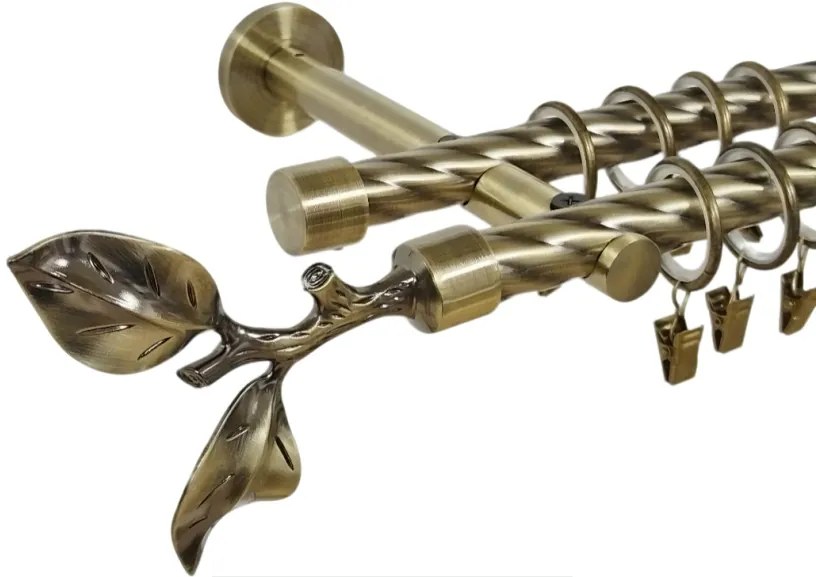 Galerie dubla twist prindere perete picior universal galaz 19/19 aur antic (Alege marime: 120 cm)