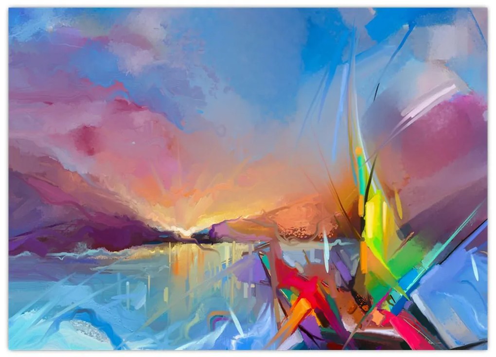 Tablou pe sticlă - Apus de soare (70x50 cm)