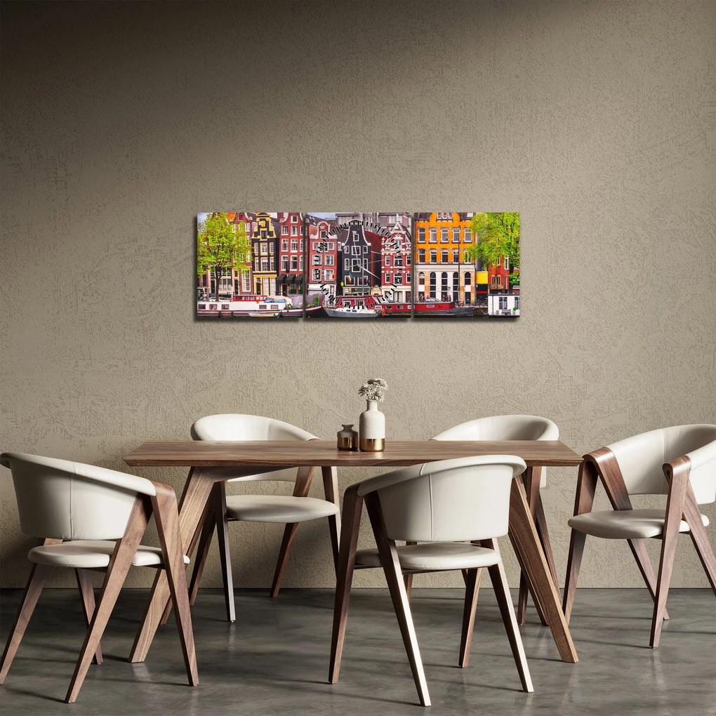 Tablou - Amsterdam, case de dans (cu ceas) (90x30 cm)