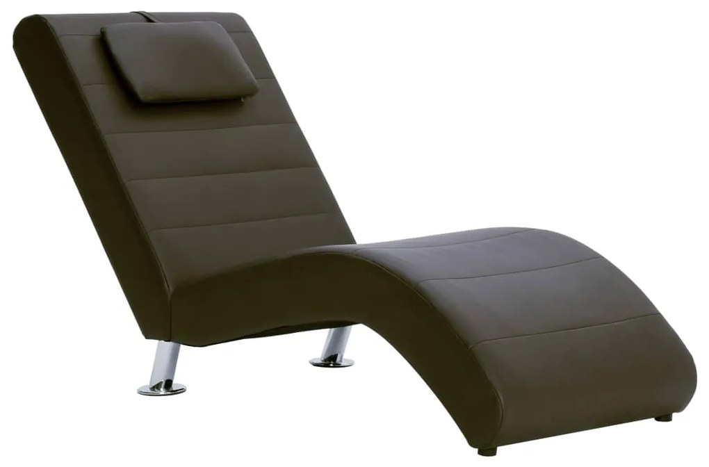 281279 vidaXL Șezlong cu pernă, maro, piele artificială
