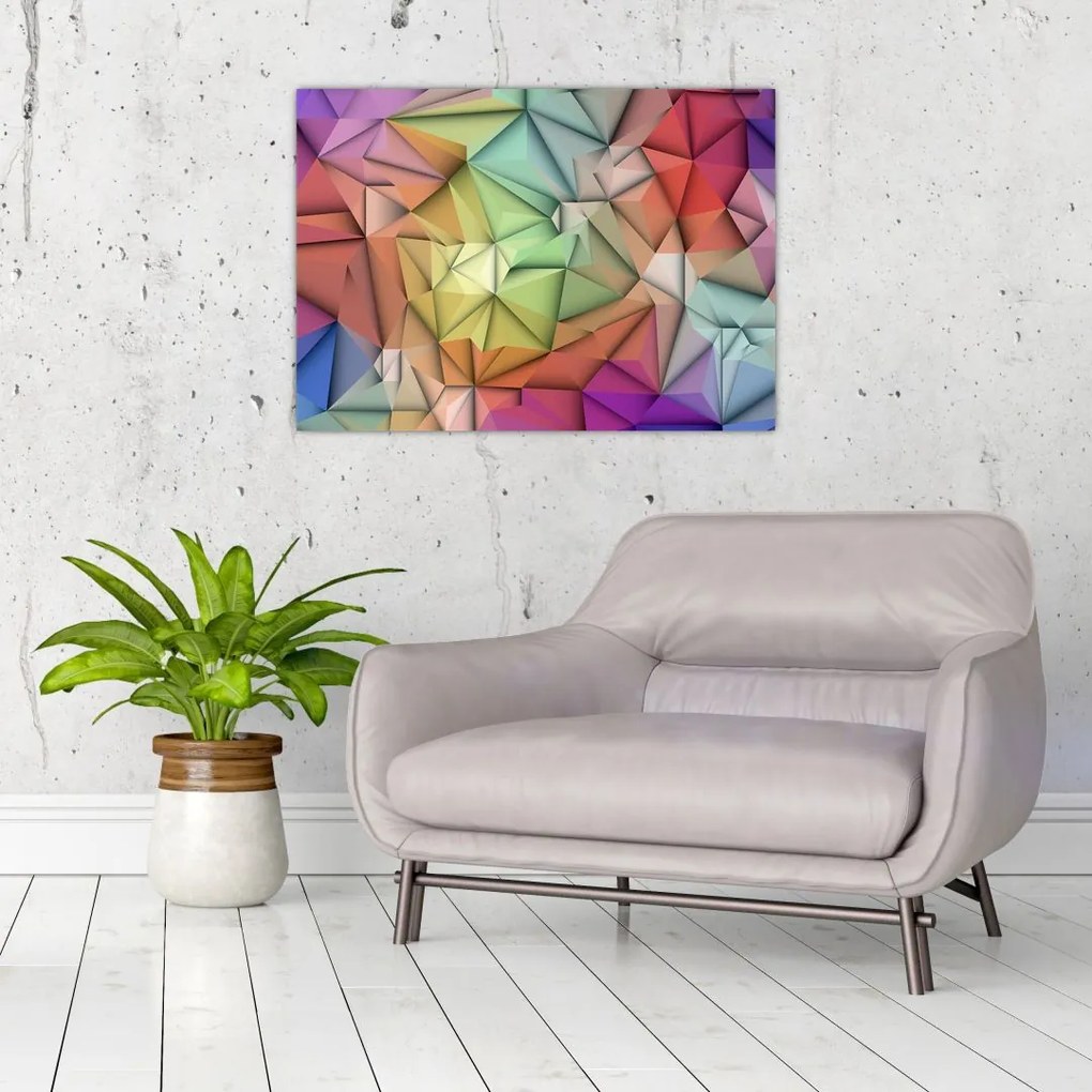 Tablou pe sticlă - Abstracția poligonală (70x50 cm)