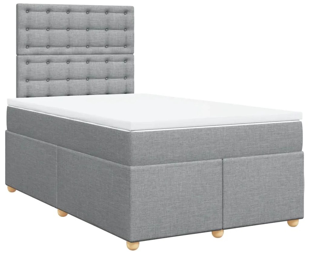 vidaXL Pat box spring cu saltea, gri deschis, 120x190 cm, textil
