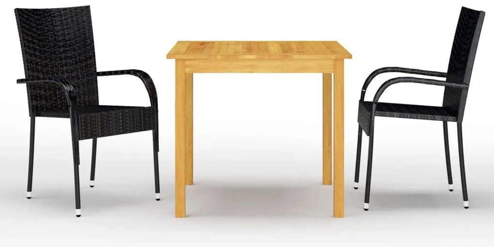 vidaXL Set mobilier de grădină, 3 piese, negru