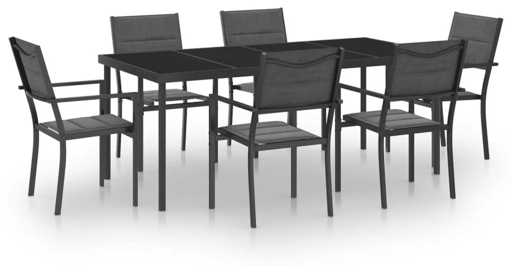 3073527 vidaXL Set mobilier de exterior, 7 piese, oțel