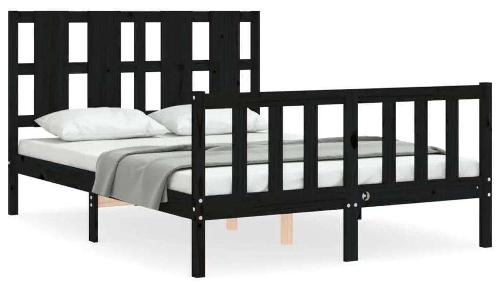 3192230 vidaXL Cadru de pat cu tăblie, negru, 120x200 cm, lemn masiv