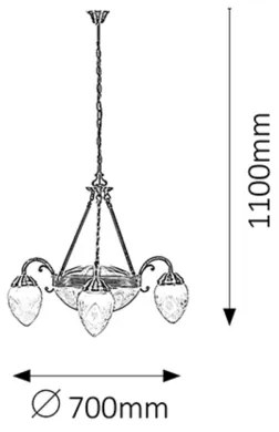 Rabalux 8633 - Lustra cu lant ANNABELLA 3xE14/40W+2xE27/60W