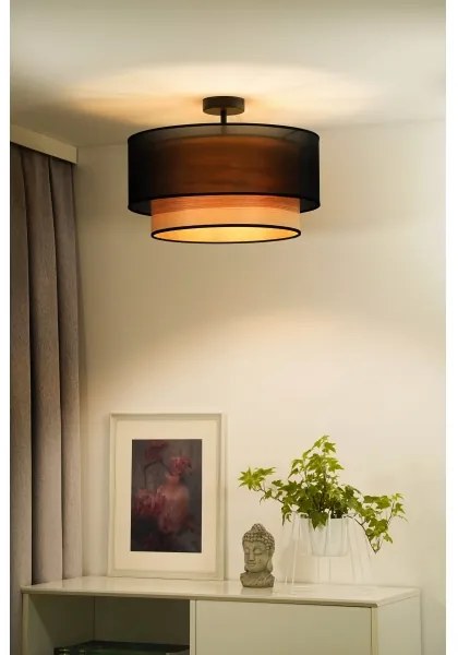 Lustră aplicată WOOD Duolla BOHO 1xE27/15W/230V d. 45 cm negru/bej