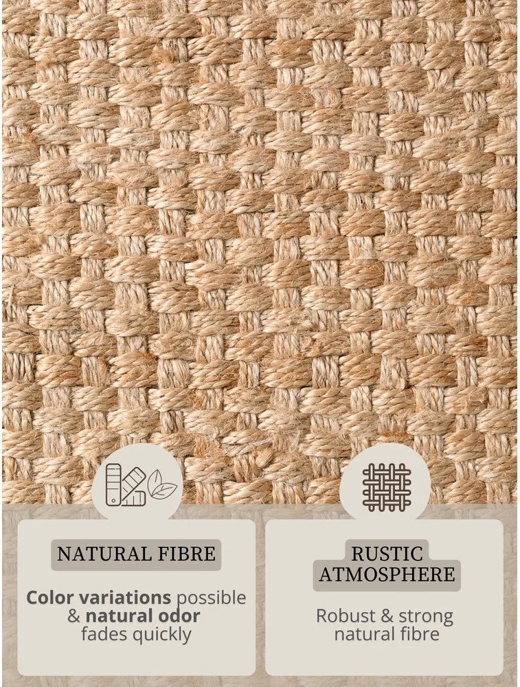 Covor tip traversă în culoare naturală reversibil/țesut manual din iută 80x200 cm Fjord – Hanse Home