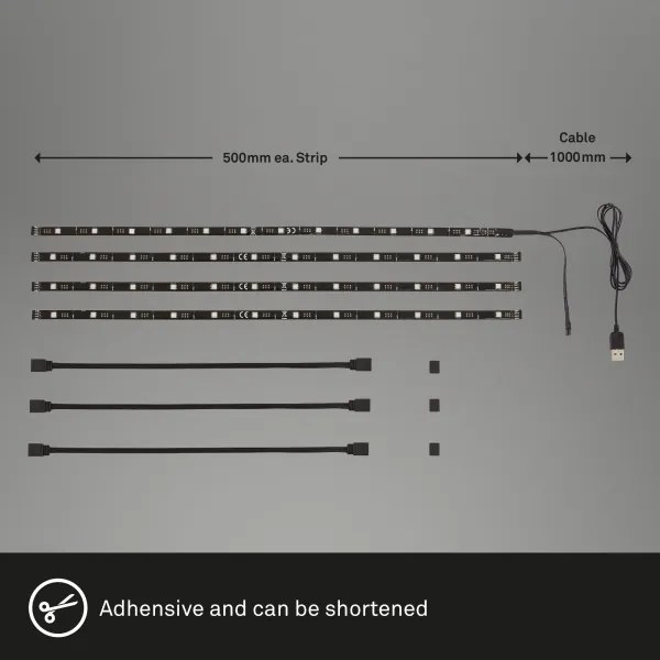 Brilo - Bandă LED RGBW reglabilă pentru TV 3m LED/2,5W/USB + DO