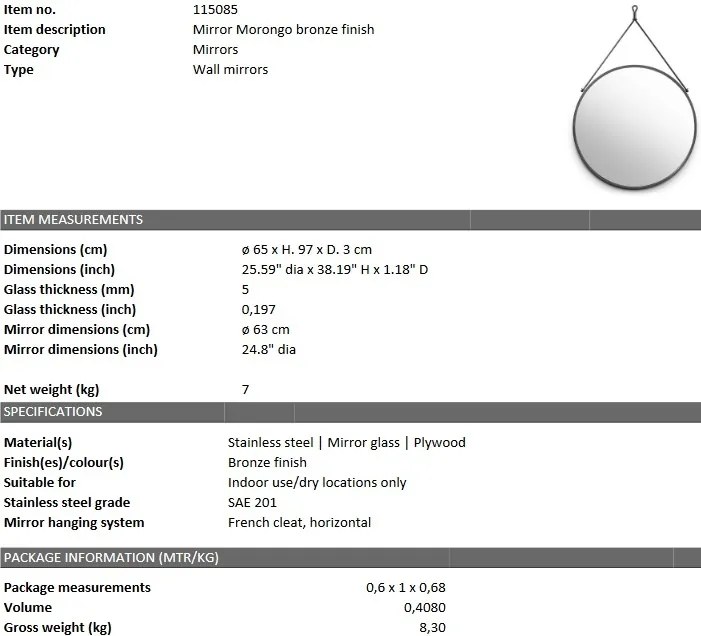 Oglinda design LUX Morongo bronz 115085 HZ