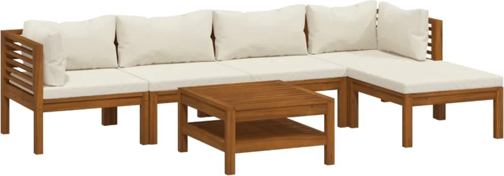 vidaXL Set mobilier grădină cu perne crem, 6 piese, lemn masiv acacia