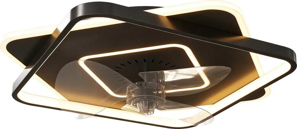 HOMCOM Ventilator de tavan cu lumină și telecomandă, ventilator LED de tavan cu 6 viteze, 3 temperaturi de culoare | Aosom Romania