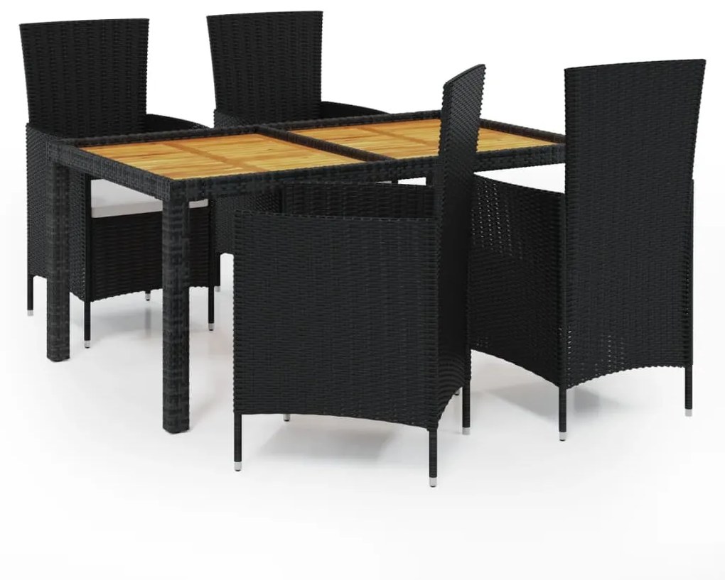 3094835 vidaXL Set mobilier de exterior cu perne, 5 piese, negru, poliratan