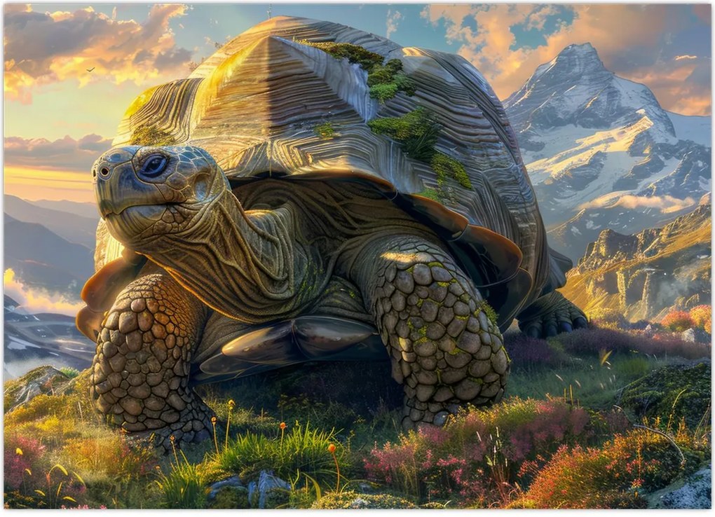 Tablou - Țestoasă și peisaj montan (70x50 cm)