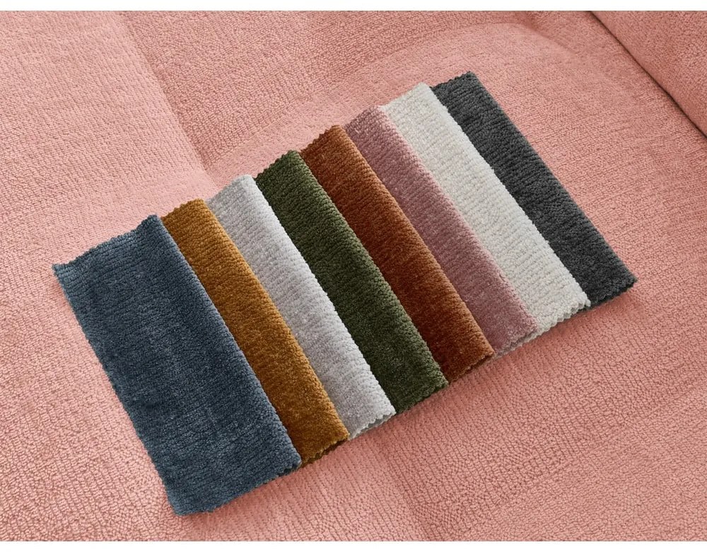 Canapea roz cu tapițerie din chenille 237 cm Whesley – Bobochic Paris