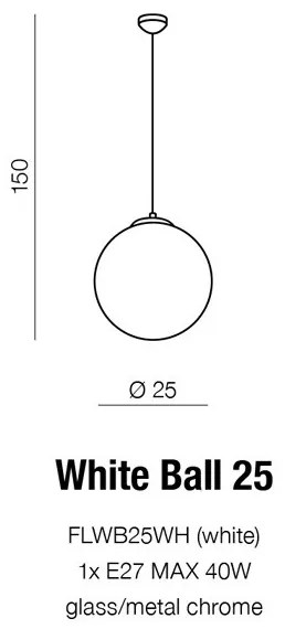 Pendul stil modern 25cm Ball alb