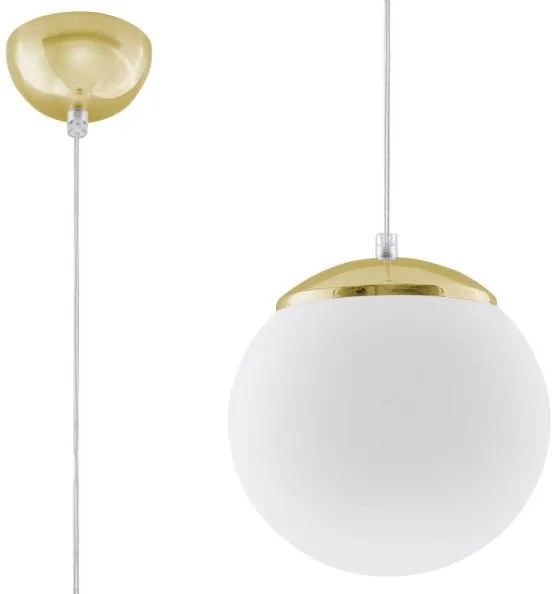 Sollux SL.0715 - Lustră suspendată pe cablu TOYA, 1xE27/60W/230V, Ø 20 cm, alb/auriu