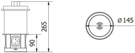 Priza incorporabila turn, 4 prize schuko, 2 porturi USB A, 2 porturi RJ45 cat 6, incarcare Wireless 5 W, cablu 1.5 m, alba, GTV, Diametru Gaura
