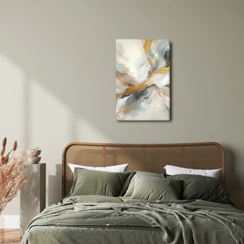 Tablou abstract linii aurii