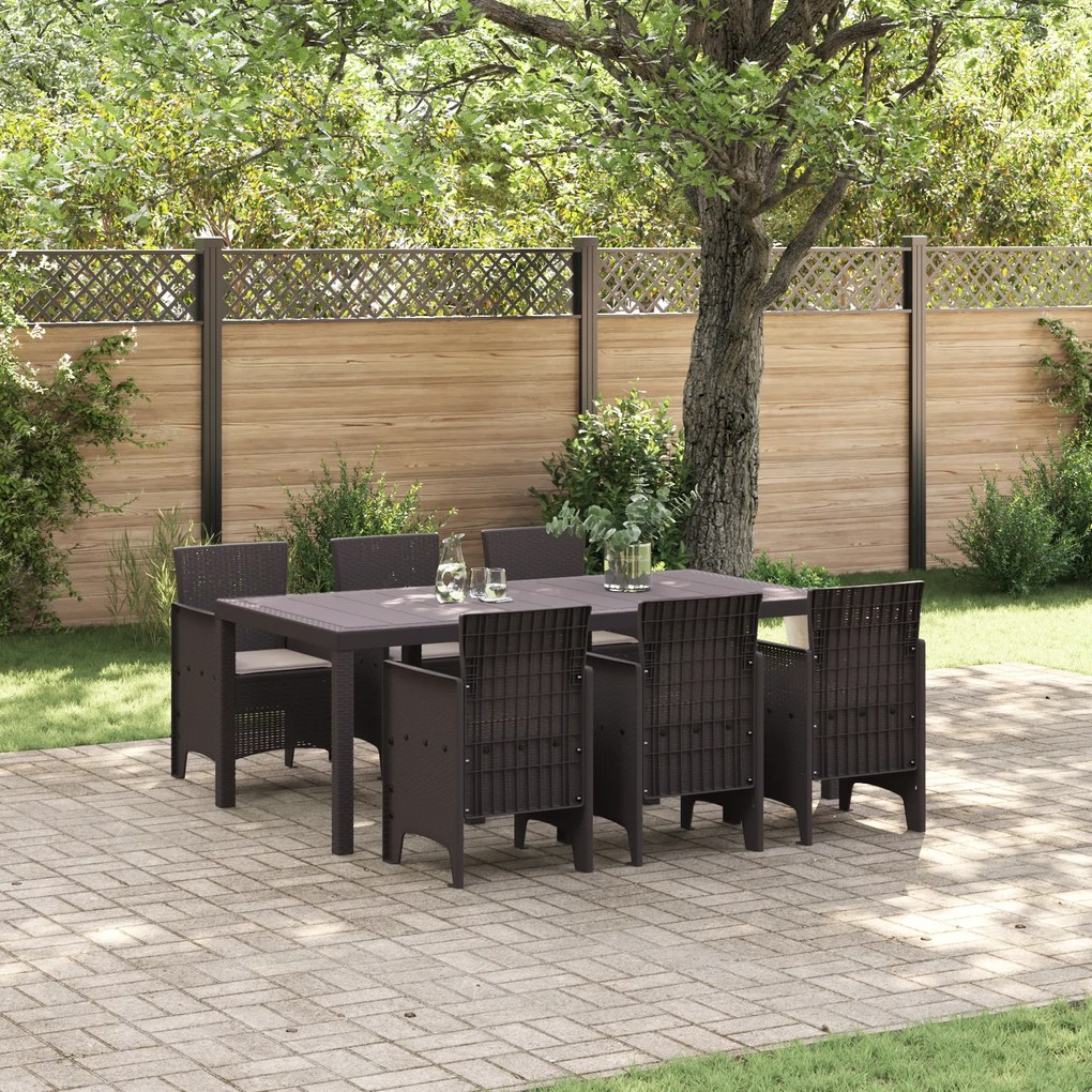 vidaXL Set de Dining pentru Grădină 7 pcs Maro 200 x 100 x 73 cm