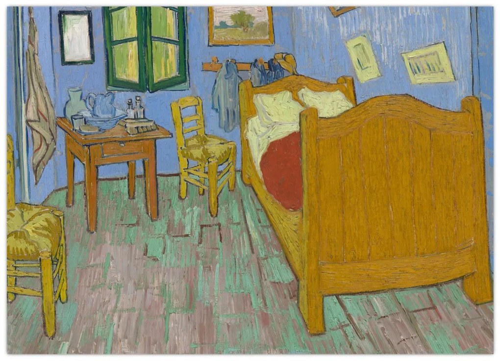 Tablou pe sticlă - Vincent van Gogh, The Bedroom, reproducere (70x50 cm)