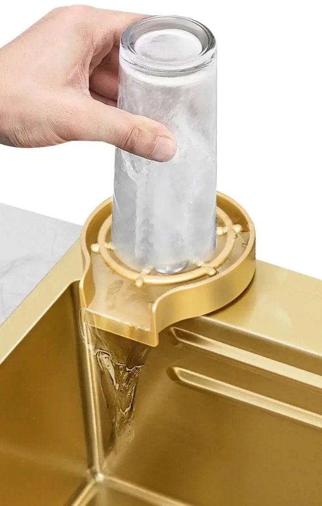 RESIGILAT- Chiuvetă de bucătărie, multifuncțională, oțel inoxidabil, Auriu, CS03