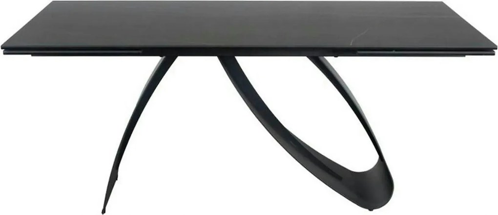 Masa cu blat de sticla/ceramica DIUNA CERAMIC, negru, 160/240x90x76 cm