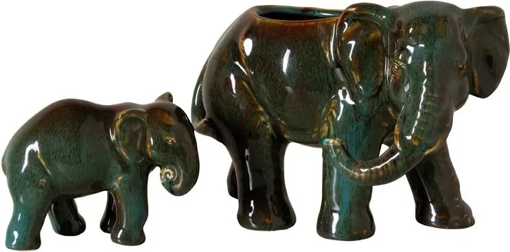 Set 2 elefanți decorativi din ceramică, H16 cm, "Majestic"