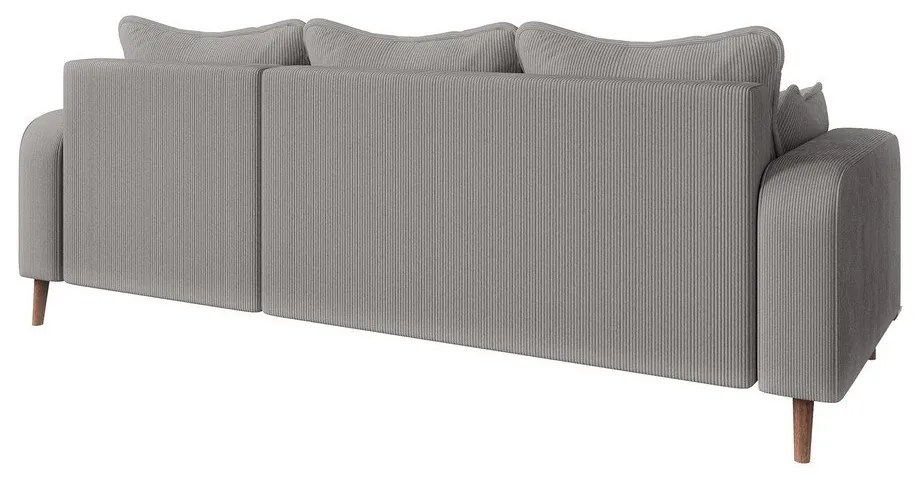 Colțar gri deschis cu tapițerie din catifea reiată (cu colț pe partea dreaptă) Beata – Ropez