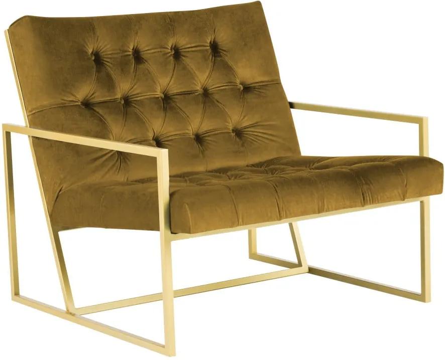 Fotoliu Mazzini Sofas BONO cu structură metalică, auriu - galben