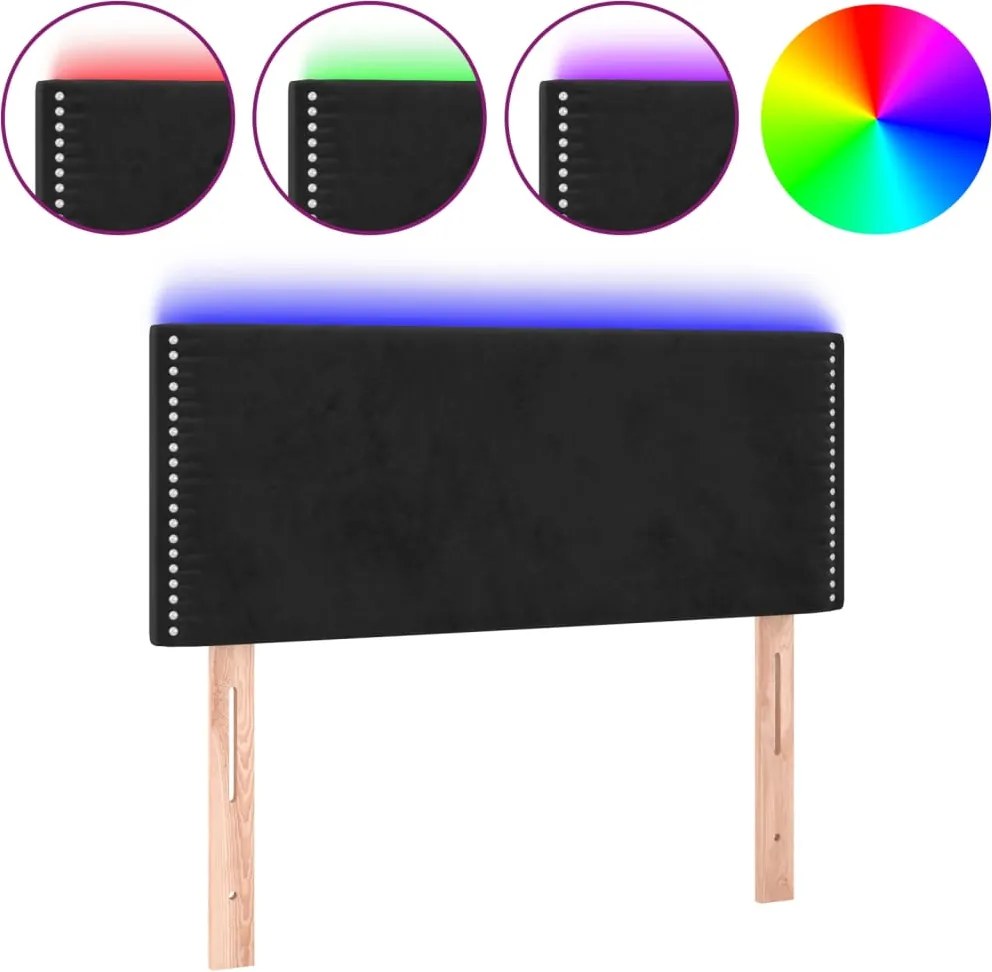 vidaXL Tăblie de pat cu LED, negru, 100x5x78/88 cm, catifea