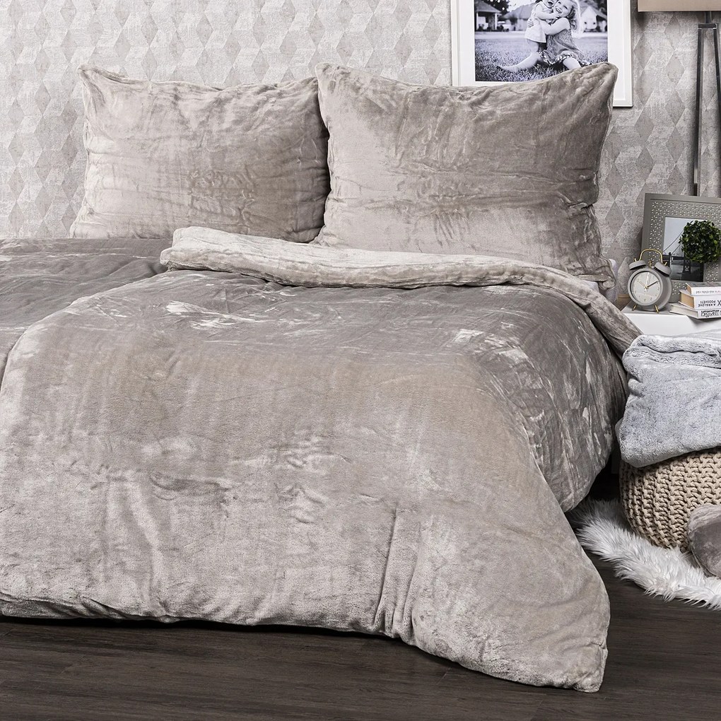 Lenjerie de pat din microflanel 4Home gri, 160 x 200 cm, 70 x 80 cm