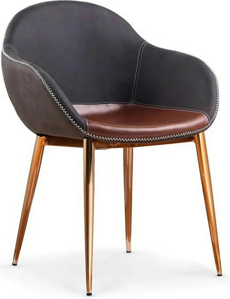 Scaun K304, gri/maro, piele ecologica/otel, 57x59x81 cm