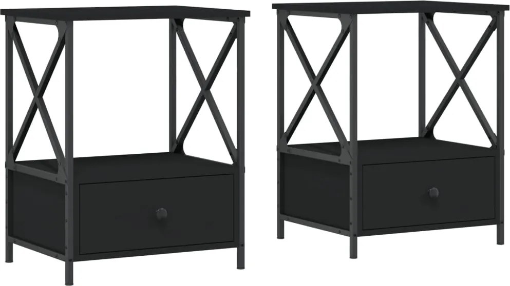 vidaXL Noptiere, 2 buc., negru, 50x41x65 cm, lemn compozit
